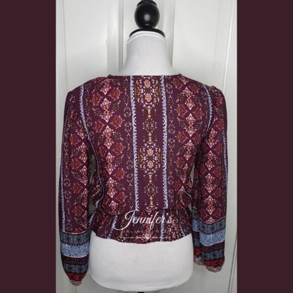 3/$25 Blue Rain Women's Tassel Tie Long Sleeve Blouse - Picture 5 of 7